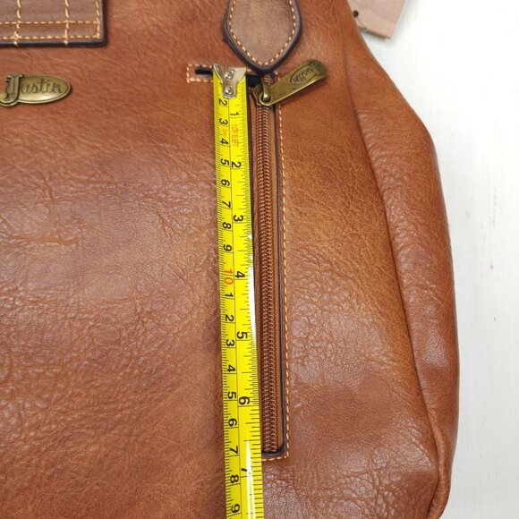 Justin Brown Concealed Carry Handbag With Dual Zippered Pockets Magnet Closure - Picture 7 of 16